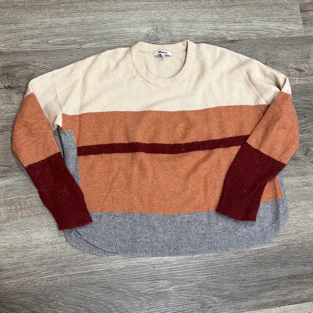 Madewell Striped Pullover Sweater in Coziest Yarn Women’s Size Medium